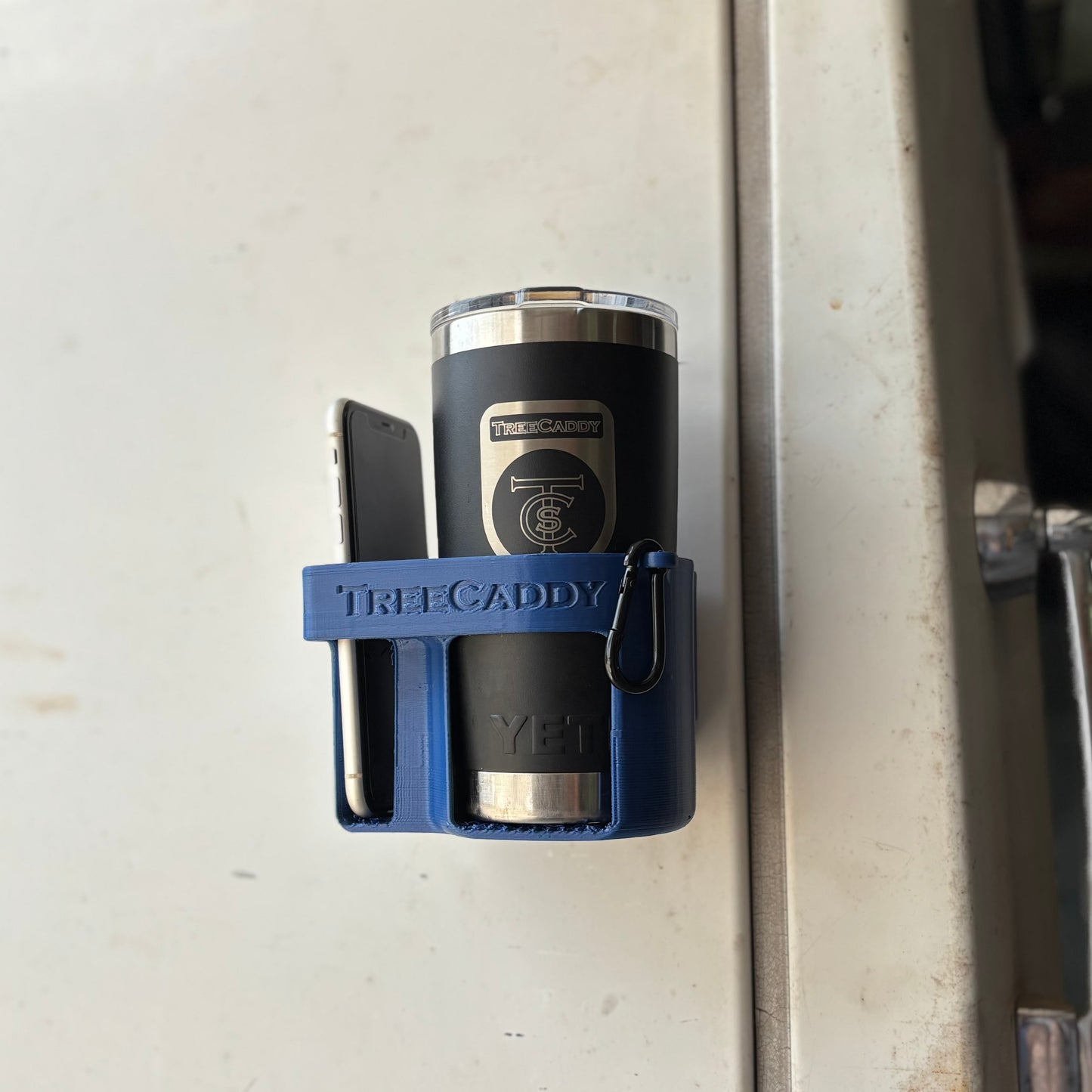 TreeCaddy Flex - Universal Phone and Cup Holder for Toolboxes, Tractors, Equipment, Boats, etc. - The Worker's Bundle