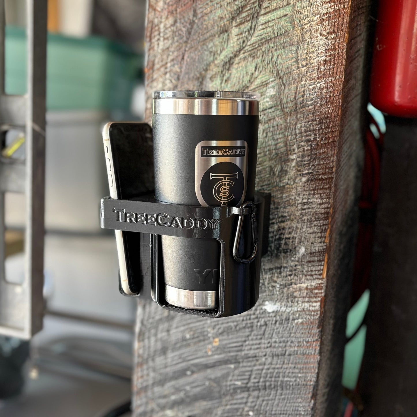 TreeCaddy Flex - Universal Phone and Cup Holder for Toolboxes, Tractors, Equipment, Boats, etc. - The Worker's Bundle