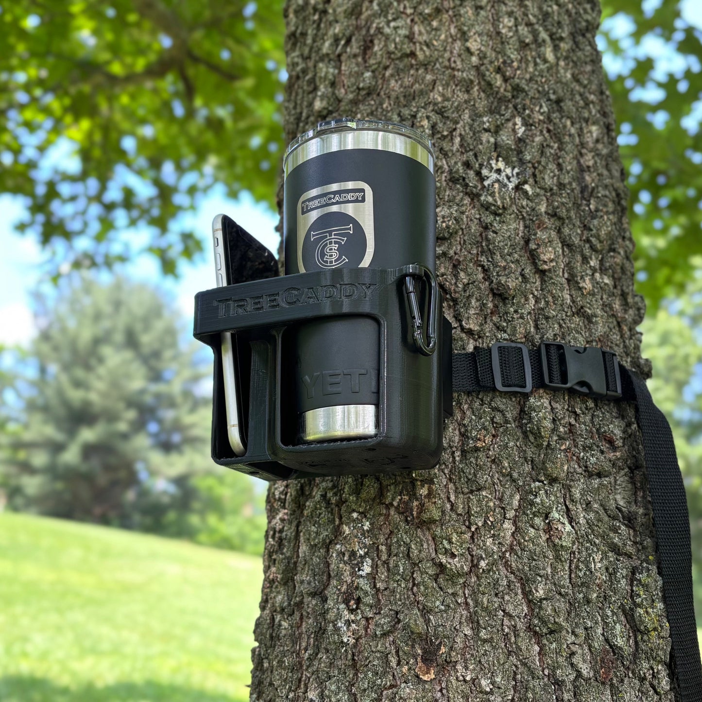 TreeCaddy Flex - Phone and Cup Holder for Trees and Tree Stands - The Hunter's Bundle