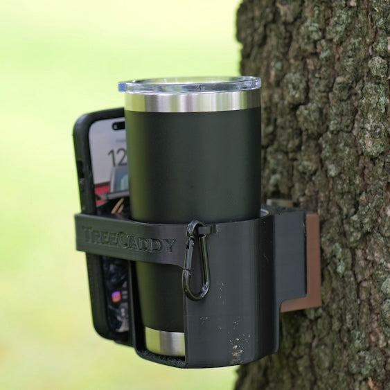 TreeCaddy Flex - Phone and Cup Holder for Trees and Tree Stands - The Hunter's Bundle