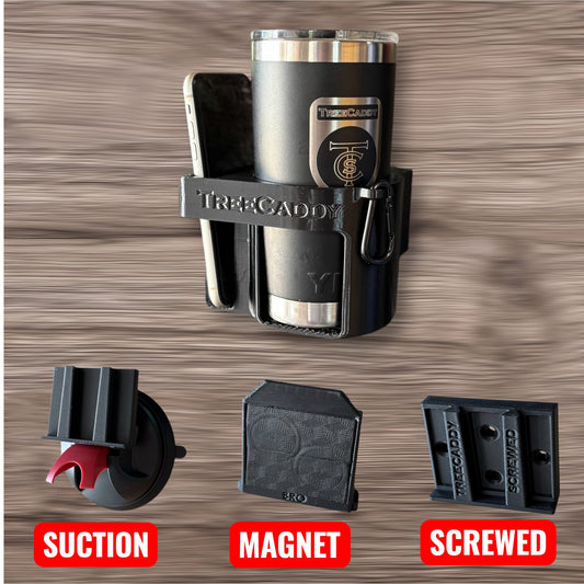 TreeCaddy Flex - Universal Phone and Cup Holder for Toolboxes, Tractors, Equipment, Boats, etc. - The Worker's Bundle